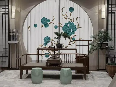 Chinese antique furnishing room 3D model