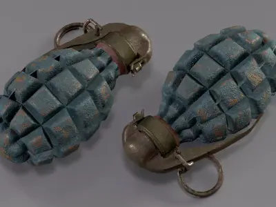 Old french F1 granade  Low-poly 3D model