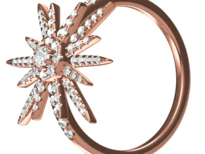 Antique Micro Prong Set Star Ring 3D print model