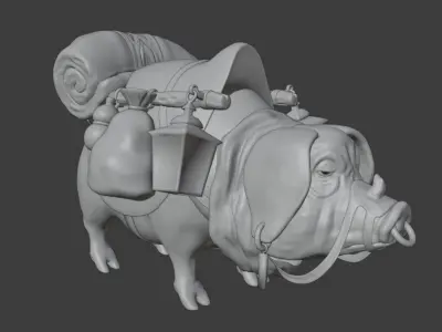 Fantasy Pig Mount Free low-poly 3D model