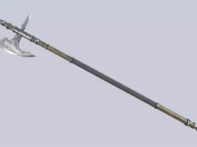 Fantasy halberd Low-poly 3D model buy