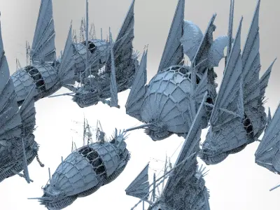 Great Khan Ocean BattleShip collection  Low-poly 3D model