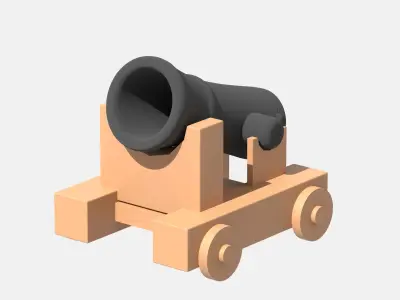 Medieval cannon Low-poly 3D model 4