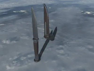 Knife two knives in sky Low-poly 3D model