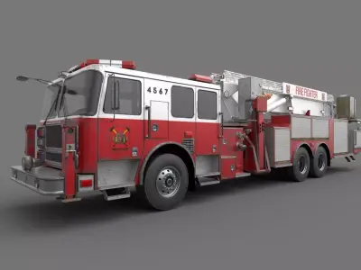 Fire Rescue Vehicle  Low-poly 3D model