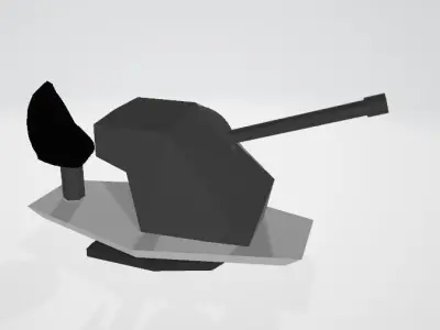WW2 gun turret tactical wargaming Low-poly 3D model