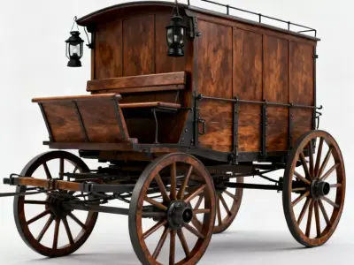 Vintage Western Covered Carriage 3D Model Low-poly 3D model