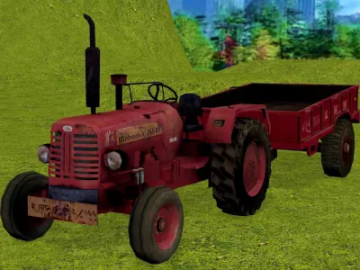 Old Farm Tractor Low-poly 3D model