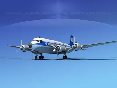 Douglas DC-7B Blue Grass Airlines 3D model
