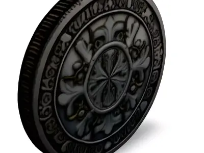 Ornate Silver Coin 3D Model Low-poly 3D model