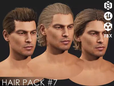 Realistic male hairstyles - pack 7 Low-poly 3D model