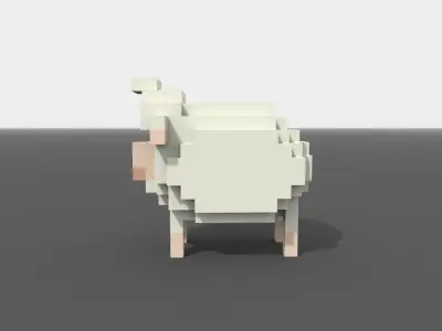 Voxel Sheep Low-poly 3D model