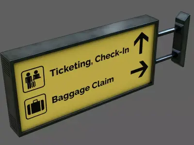 Airport Sign Board 001  Low-poly 3D model