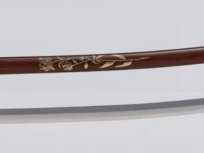 Low Poly Procedurally Textured Katana Low-poly 3D model