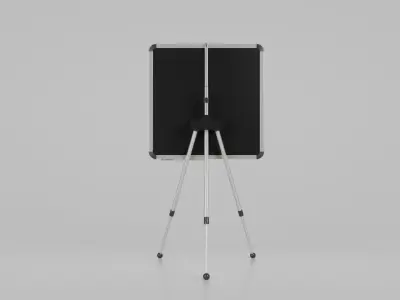 Customizable Metal Whiteboard with Stand - Square Writing Board Low-poly 3D model