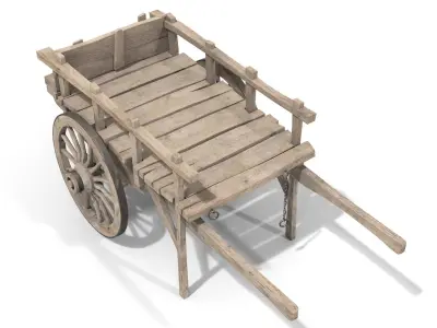 Wooden Trader Cart Low-poly 3D model