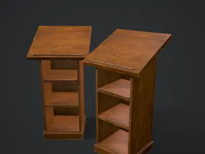 Wooden Bookstand Low-poly 3D model
