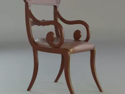 Antique Wooden Chair Low-poly 3D model buy
