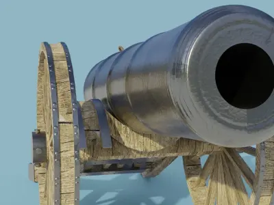 Cannon with balls Low-poly 3D model