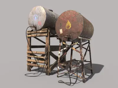 Old Oil And Water Tank 3D model