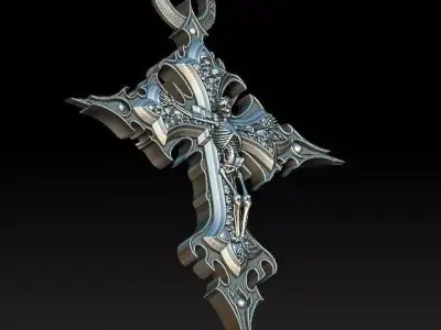 Crucifix of the skeleton 3D model