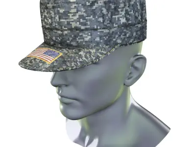 US Army Patrol Cap Digital Camouflage Hat Low-poly 3D model
