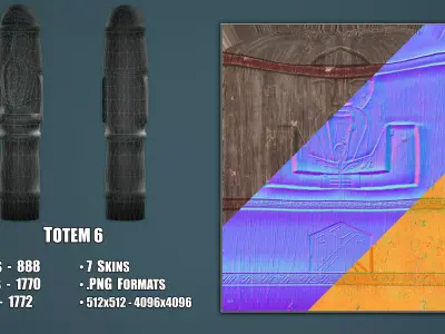 Wooden Totem 6 Low-poly 3D model