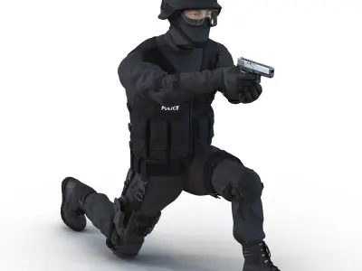 SWAT Man Mediterranean Rigged 3D Model 3D model
