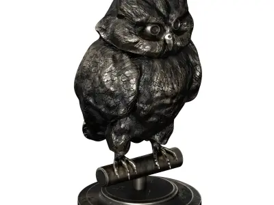 Bronze figurine of an owl bird 3D model