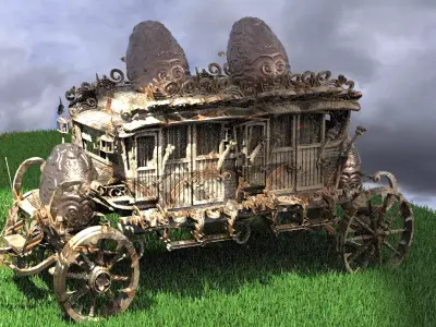 Golden Easter Stage Coach  2 golden 3D model