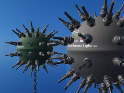 Sea Mines Cyraxz Technology Anti Invasion Extreme Explosive Low-poly 3D model