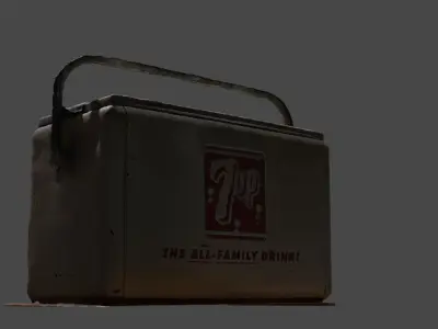 Old Antique 7UP cooler  Low-poly 3D model