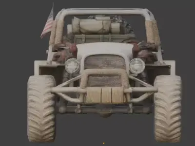 Tactical Green Sand Buggy 3D Model Low-poly 3D model