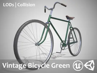 Vintage Bicycle Green - Updated for 2021 Low-poly 3D model