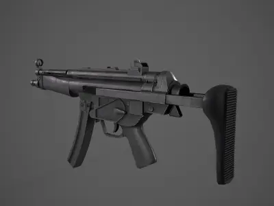 Realistic MP-5 model  Low-poly 3D model