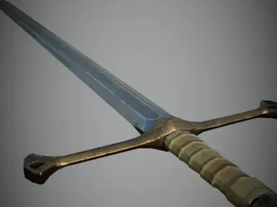 straight sword Low-poly 3D model