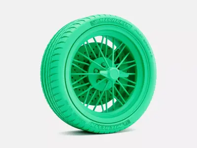 22x9 Texan Wire Wheel Michelin Pilot Sport 4S Tire 3D print model