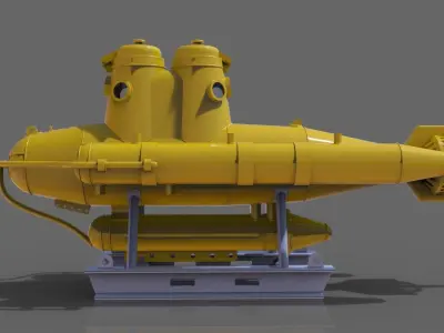 Research submarine with transport trolley 3D print model purchase