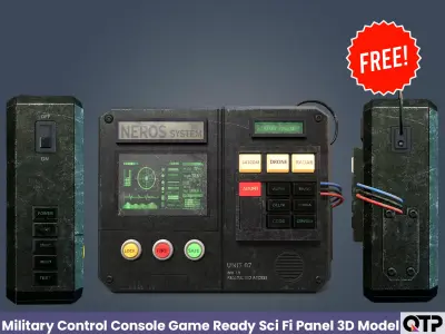 Military Control Console Game Ready Sci Fi Panel 3D Model Free low-poly 3D model