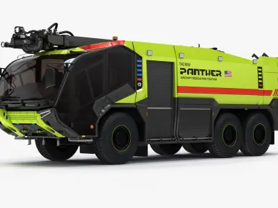 Rosenbauer Panther 6x6 Rigged Airport Fire Truck 3D model
