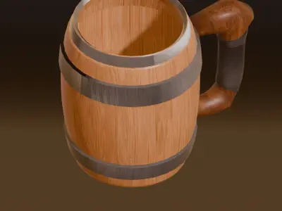 Wooden Glass Low-poly 3D model