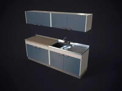 Simple kitchen set Low-poly 3D model