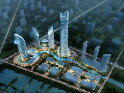3Dmax fashion city commercial square building 310 3D model