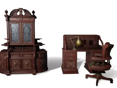 Antique Furnitures Low-poly 3D model