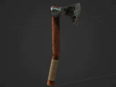 Viking Battle Axe with curved handle Free low-poly 3D model