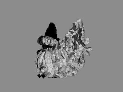 Knight beard low poly hair cards  Low-poly 3D model