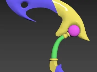 Sickle weapon made of gem and metal Free low-poly 3D model