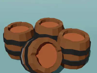 Low Poly Barrel 3D Model Low-poly 3D model