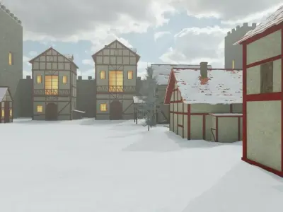 Winter Castle Town 3D model by hamidpooya