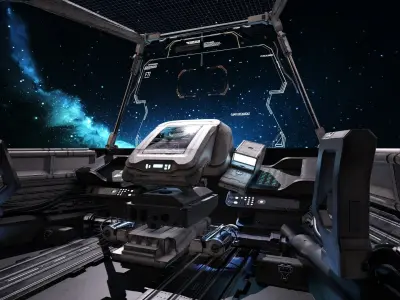  Spaceship Cockpit v1 Lowpoly PBR Low-poly 3D model